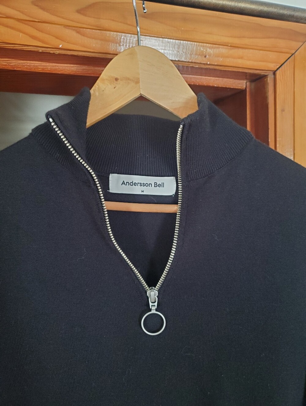 Andersson Bell KEYRING Wool Blend Black Half-Zip Sweater